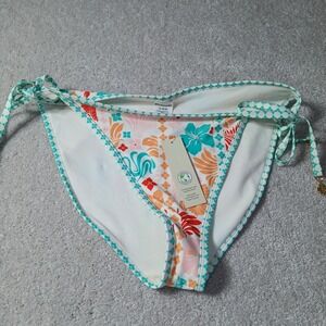 No Boundaries Women's Malibu Print Side Tie with charms Bikini Bottoms Size XL